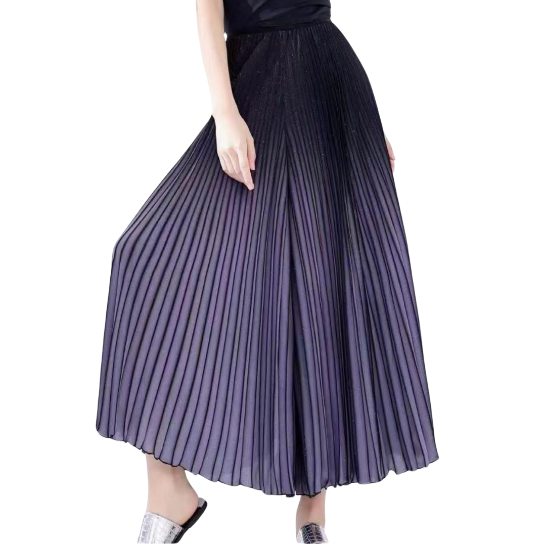 Elegant Ombre Pleated Long Skirt