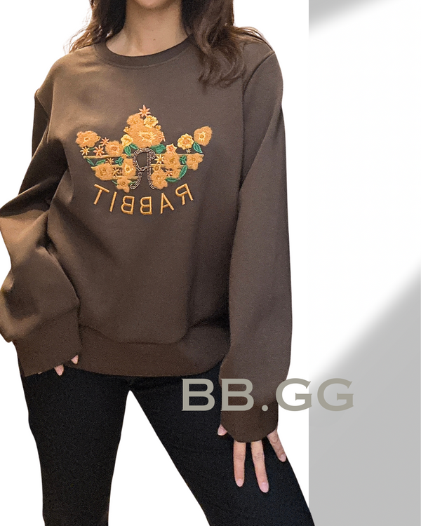 The Artisan Embroidered Hoodie in Blue & Brown