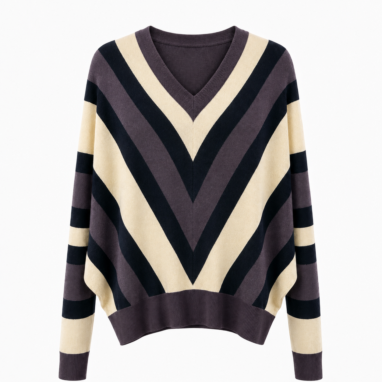 Chevron V-Neck Knit Sweater