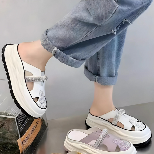 Casual Bling Platform Half Slippers