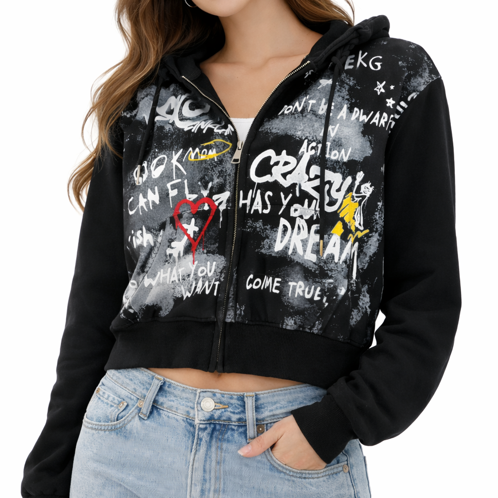 Graffiti Rebel Zip Hoodie