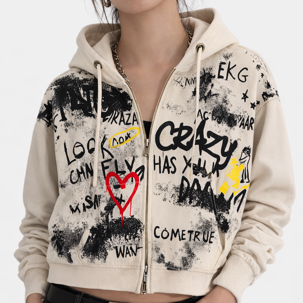Graffiti Rebel Zip Hoodie