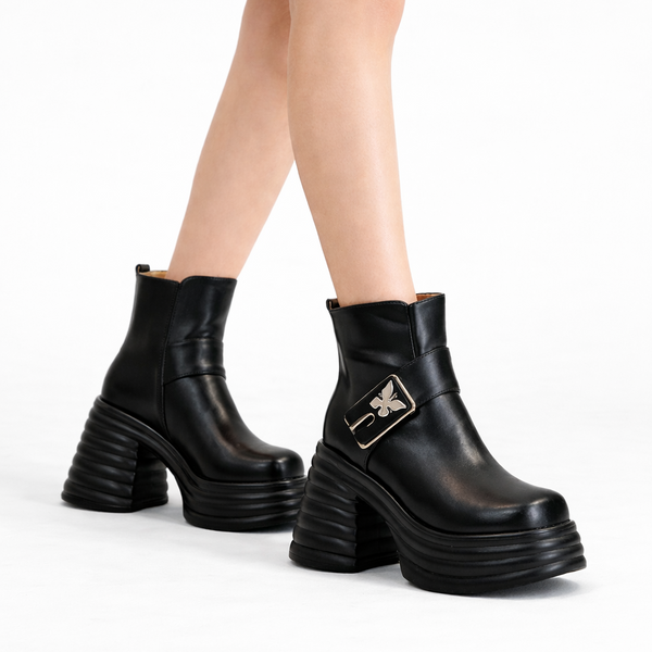 Butterfly Buckle Ankle Boots