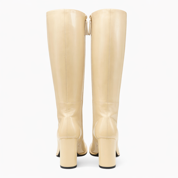 Metal Toe Patent Leather Boots