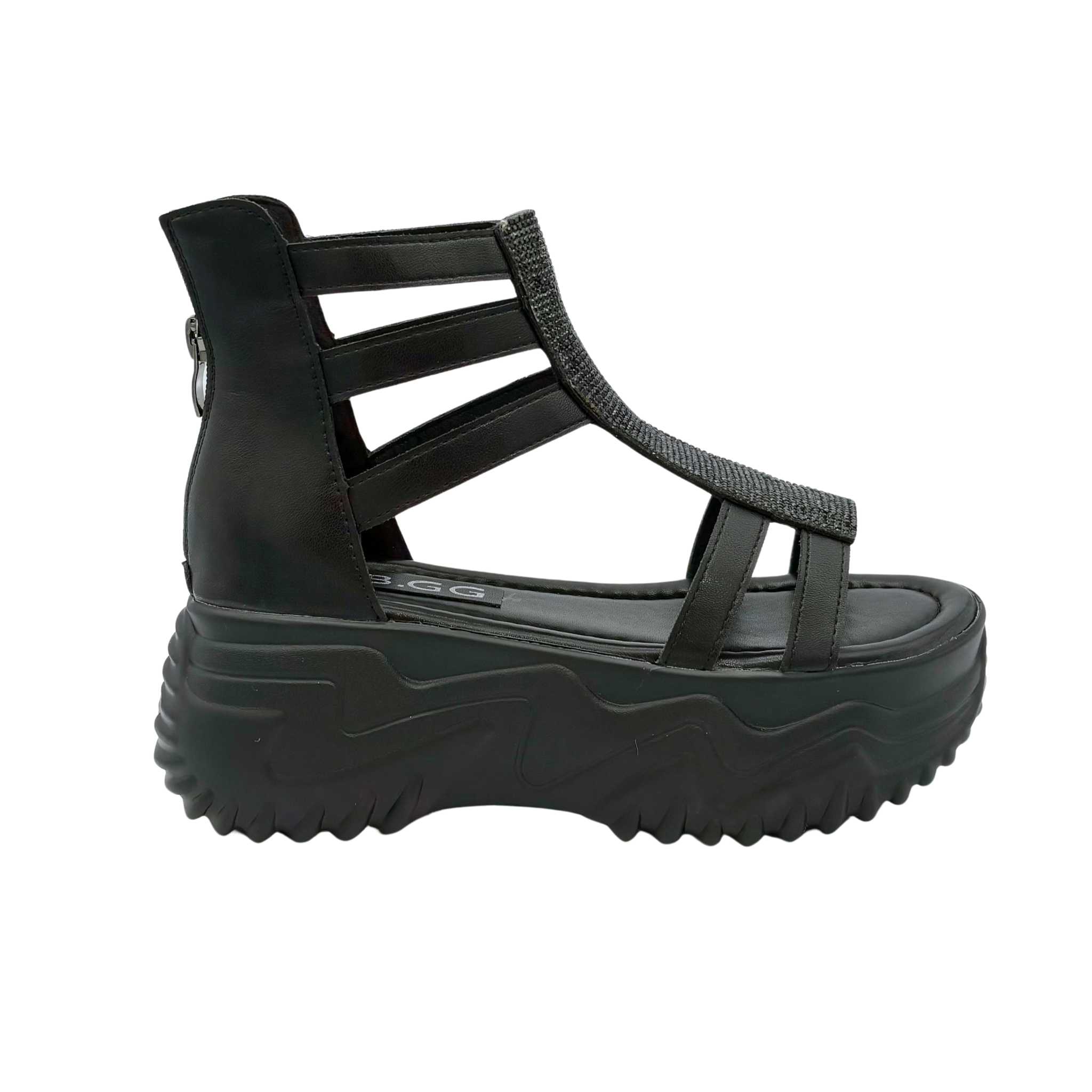 Multi Strap Bling Chunky Platform Sandals