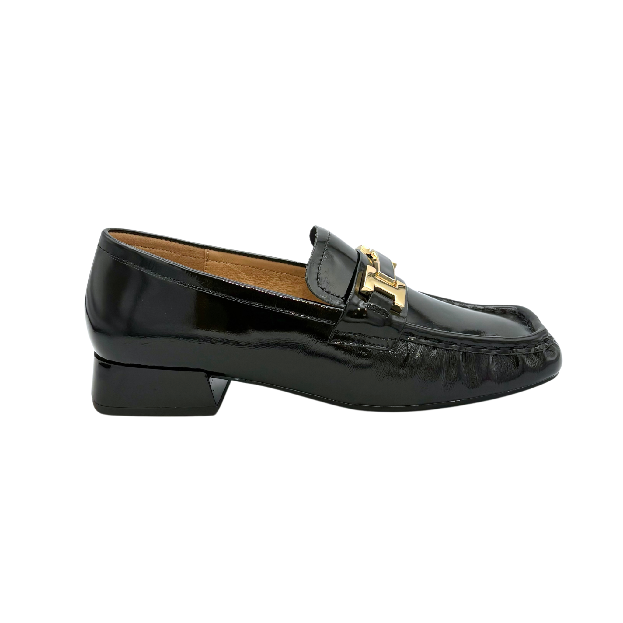 Buckle Sheep Patent Leather Loafer