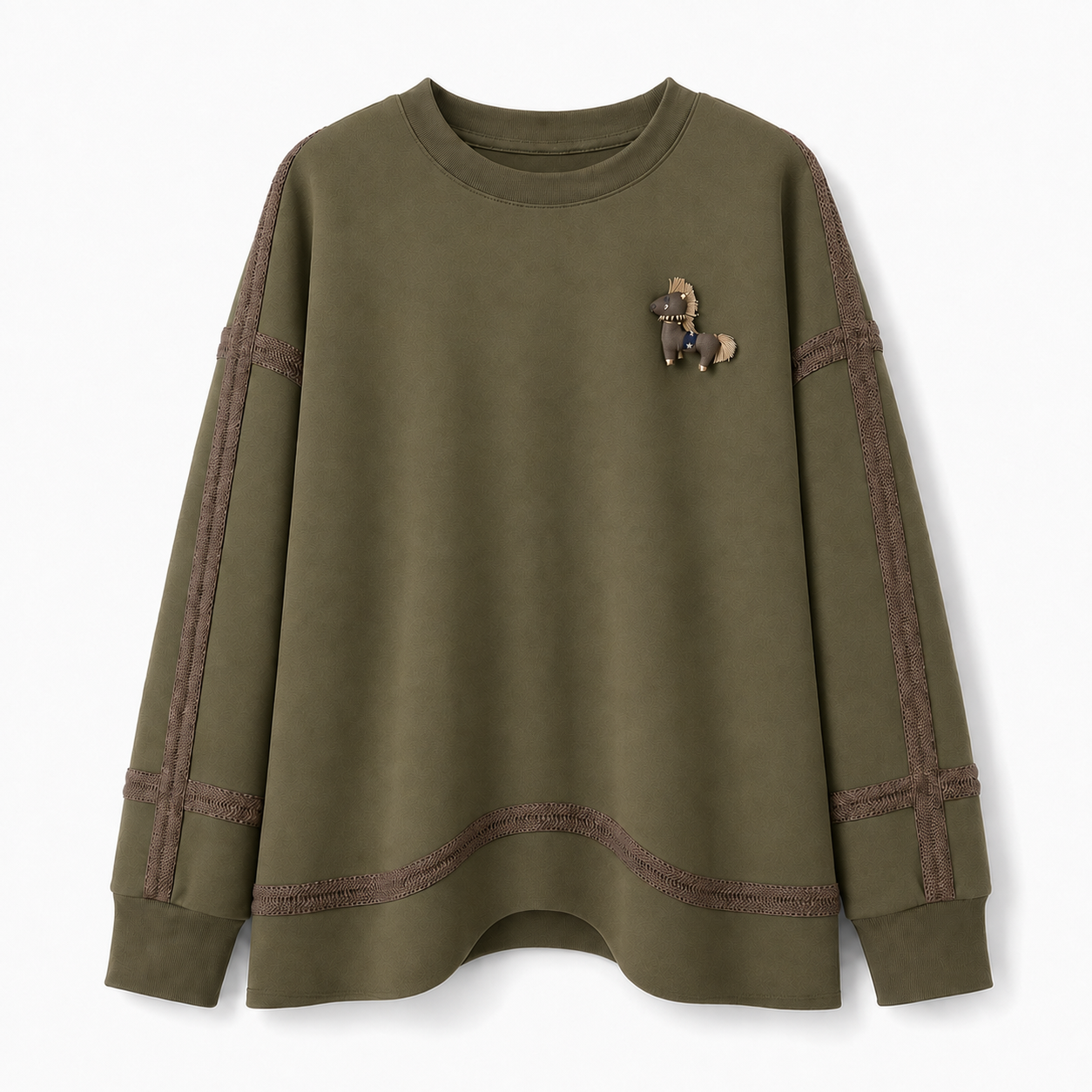 Pony Contrast-Trim Longline Sweatshirt