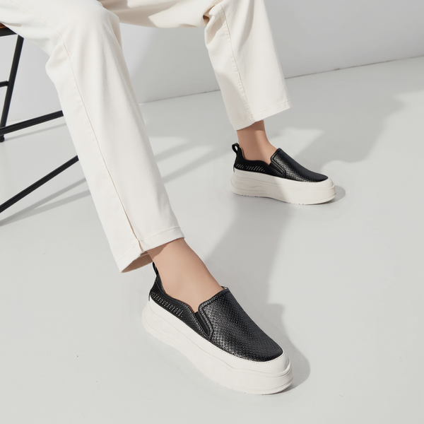 Perforated Slip-On Platform Sneakers