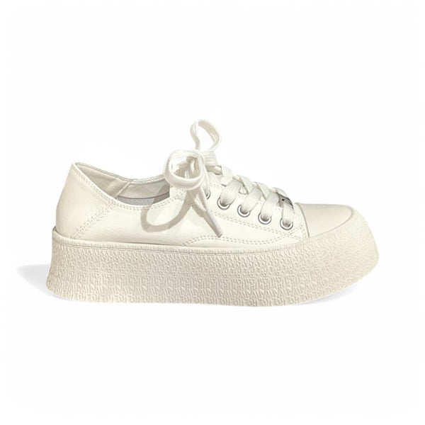 Monochrome Textured Platform Sneakers
