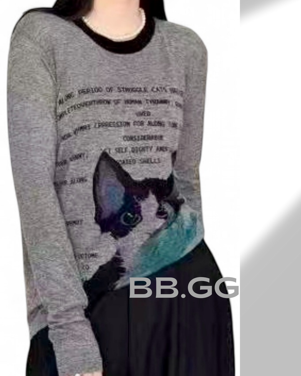 Cat Graphic Long Sleeve Tee