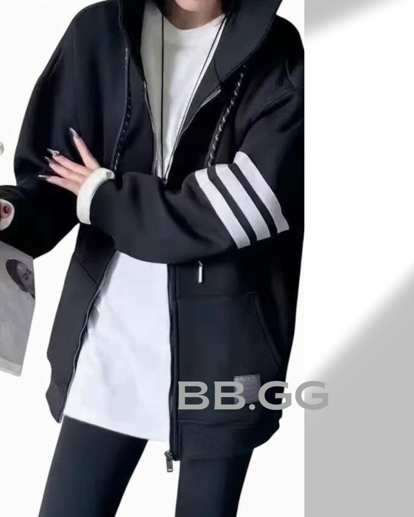 Striped Sleeve Cotton-Silk Jacket