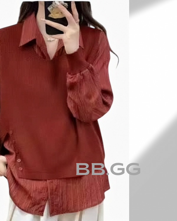 Layered Shirt-Vest Top