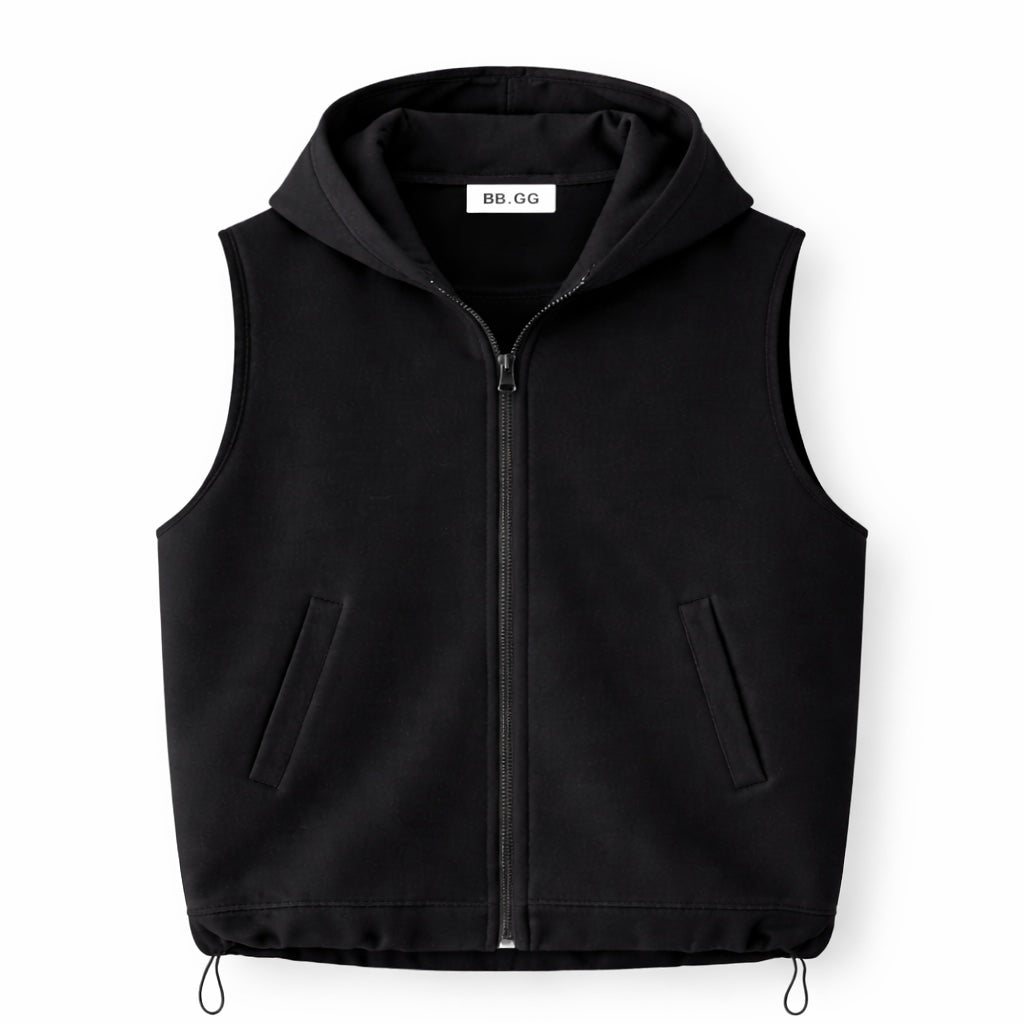 Sleeveless Hooded Zip Vest