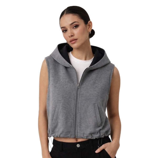 Sleeveless Hooded Zip Vest