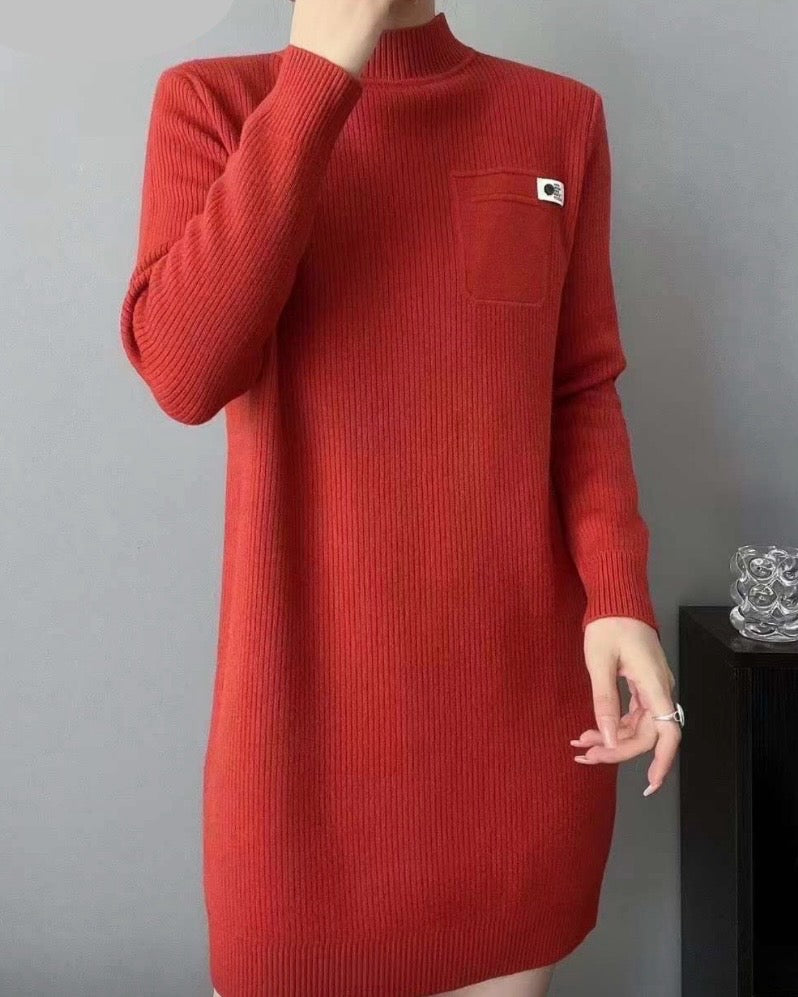 High Neck Fleece Dress