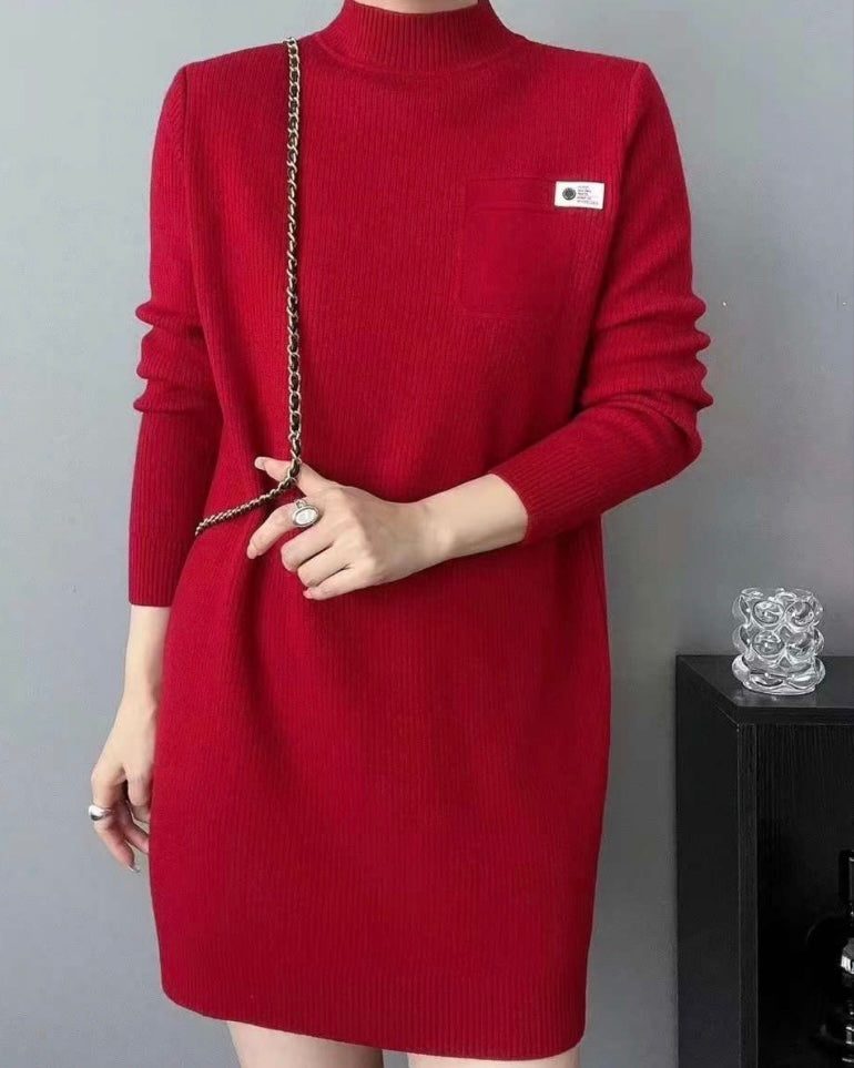 High Neck Fleece Dress