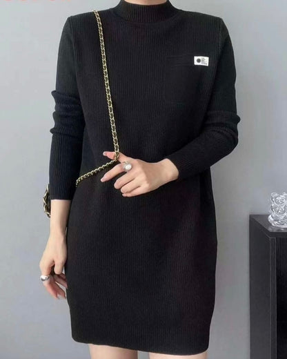 High Neck Fleece Dress