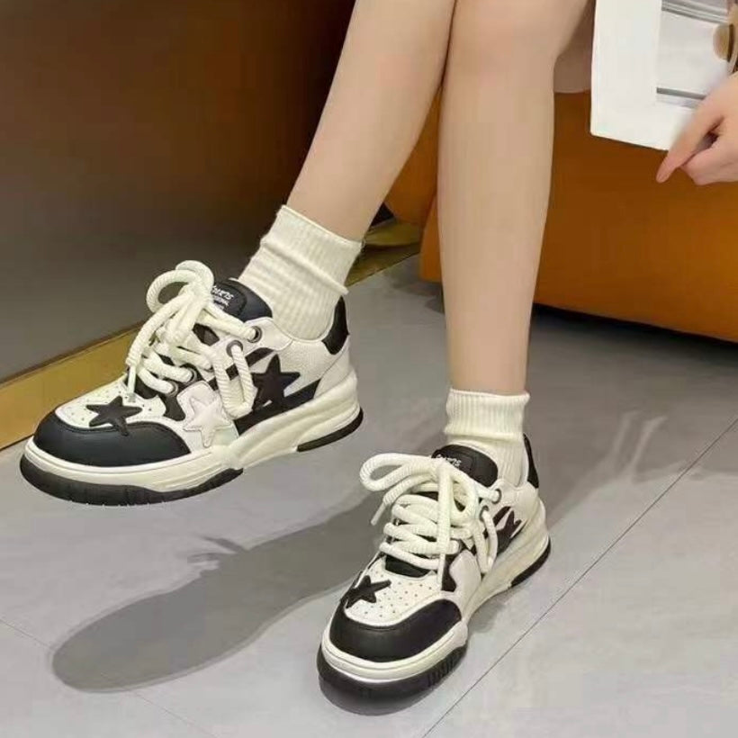 Causal Leather Mixed Colors Star Sneakers