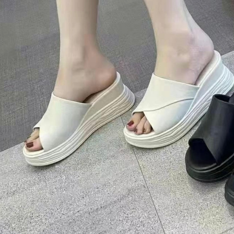 Wedge Open Toe Mules Slippers