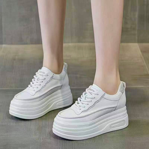White Extra Elevated Platform Sneakers