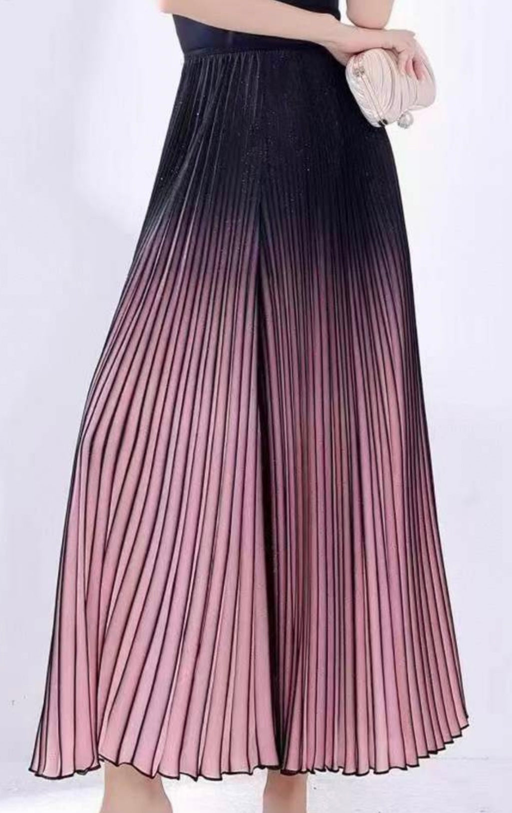 Elegant Ombre Pleated Long Skirt