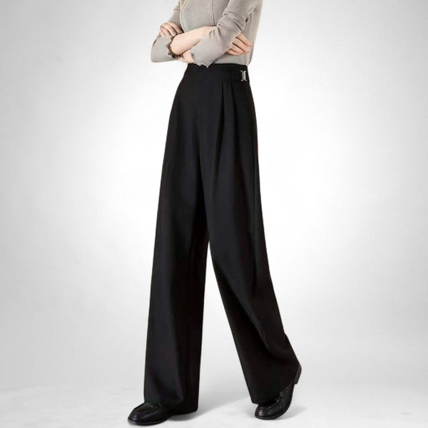 High-Waisted Pleated Wide-Leg Trousers