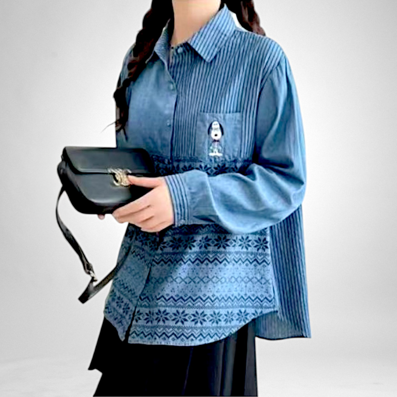 Embroidered Cotton Panel Shirt