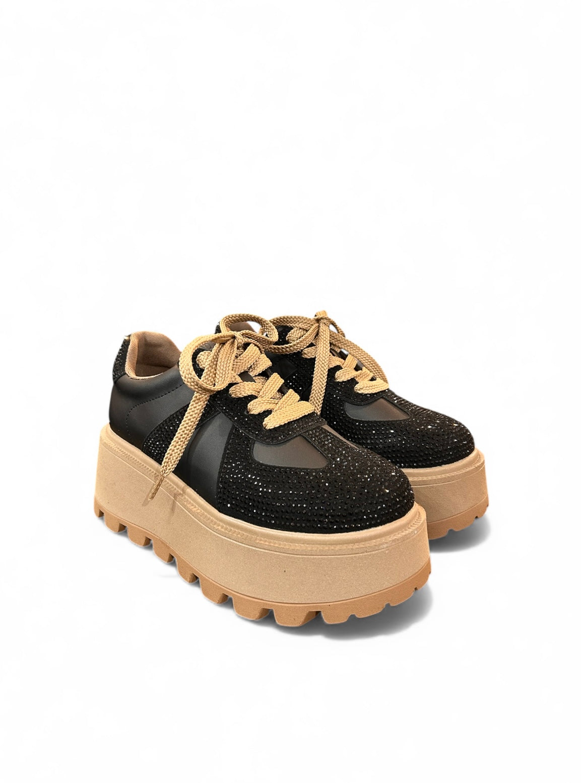 Bronze & Red Crystal Chunky Sneakers
