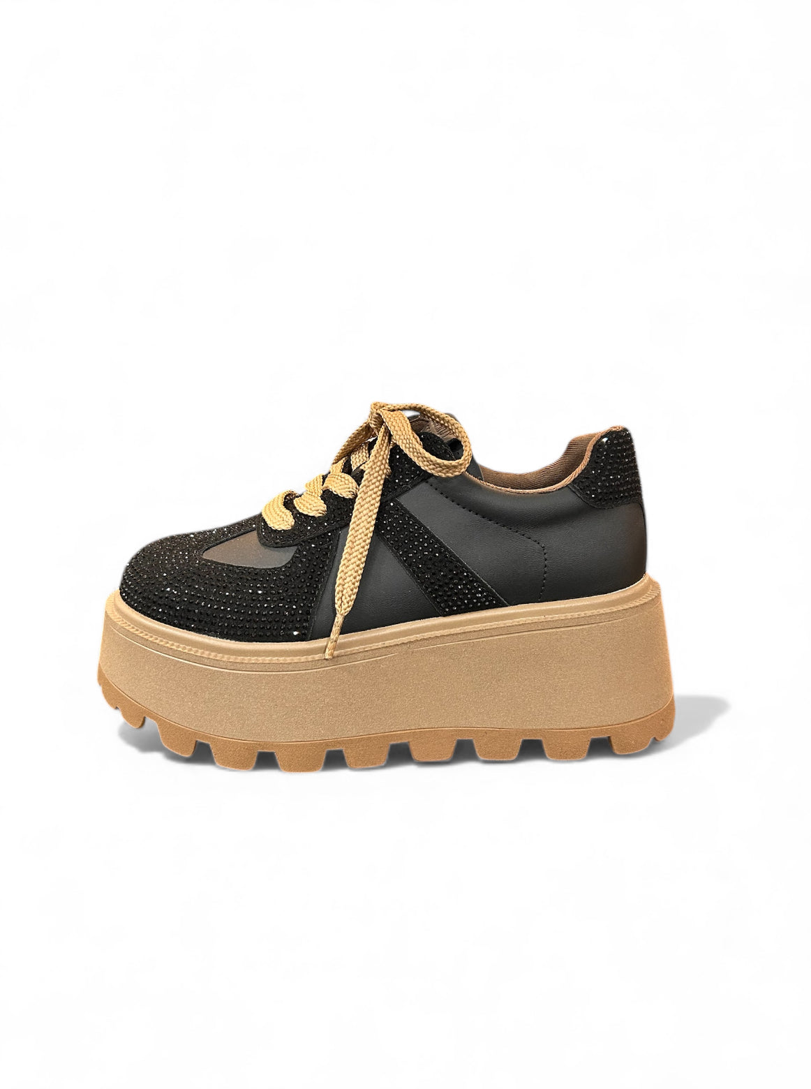 Bronze & Red Crystal Chunky Sneakers