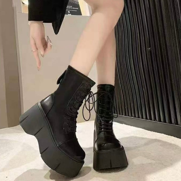 Calfskin Wedge Martin Boots