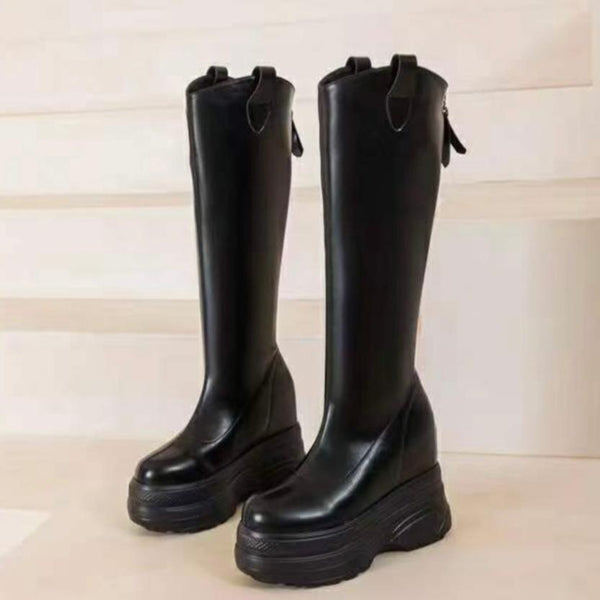 Calf Leather Hidden Heel Boots