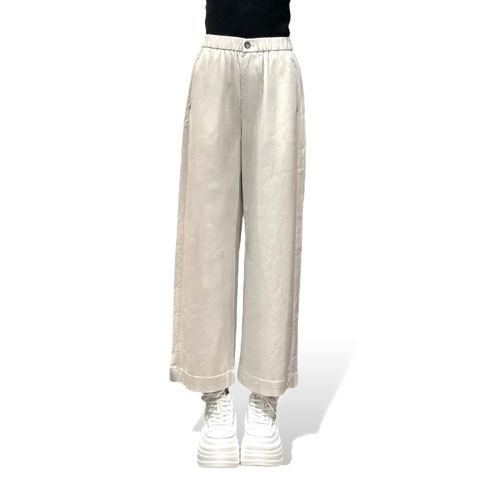 Silk-Blend Wide-Leg Trousers with Gold Leaf Accents