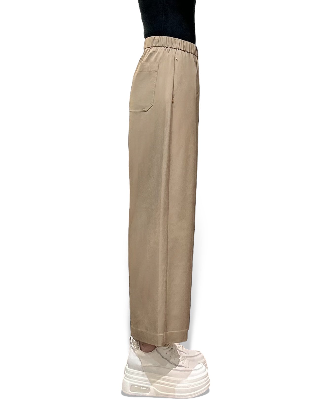 Silk-Blend Wide-Leg Trousers with Gold Leaf Accents