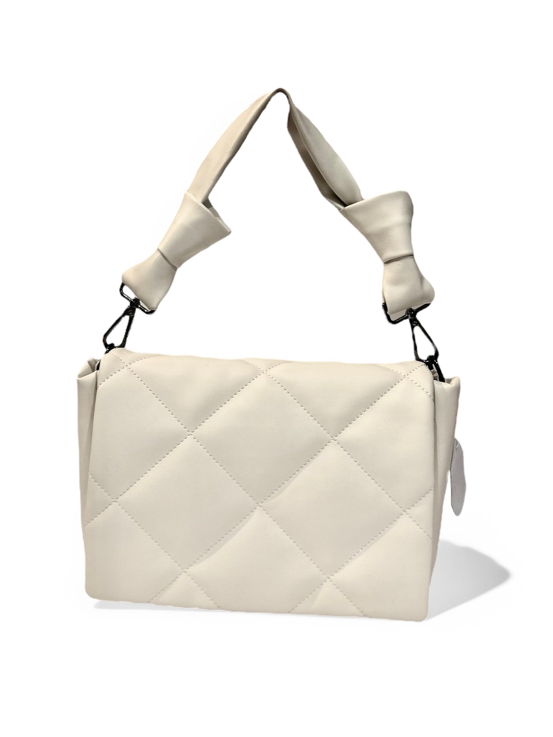 Quilted Calfskin Leather Shoulder Bag with Knotted Strap