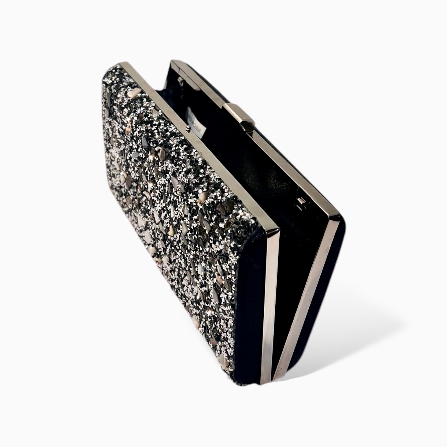 Black Crushed Stone Velvet Clutch