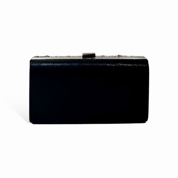 Black Crushed Stone Velvet Clutch