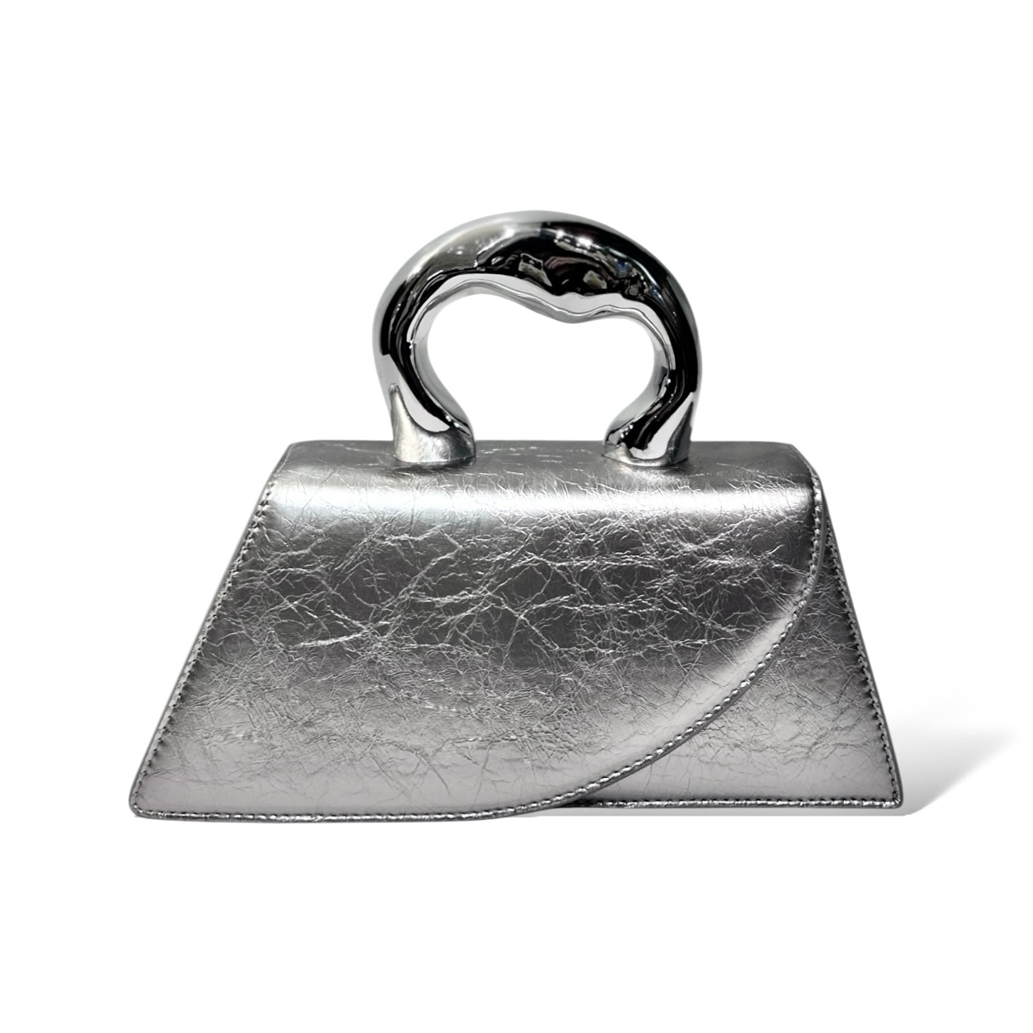 Sculptural Mini Top Chrome Handle Bag
