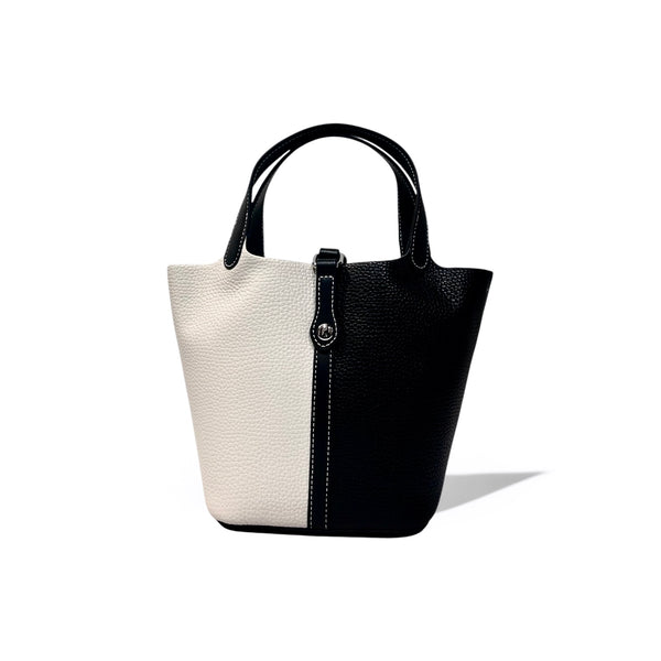 Two-Tone Pebbled Calfskin Bucket Tote
