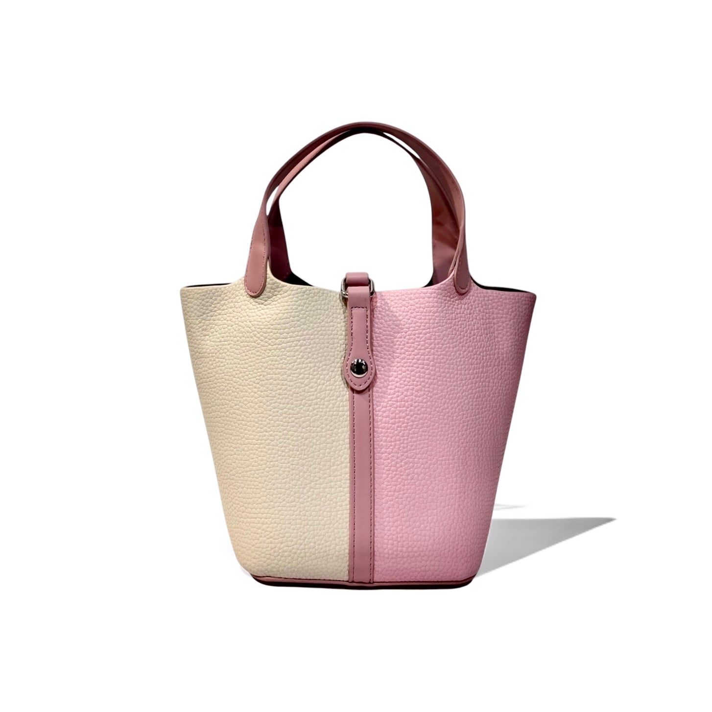 Two-Tone Pebbled Calfskin Bucket Tote