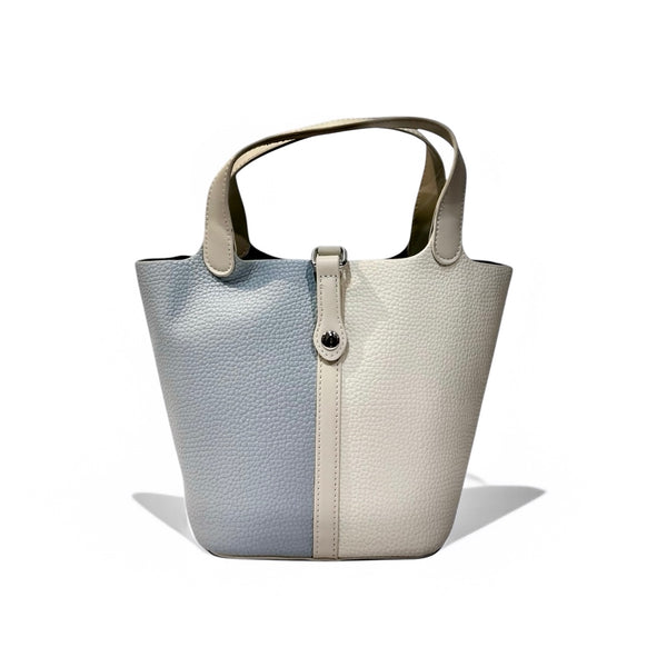 Two-Tone Pebbled Calfskin Bucket Tote