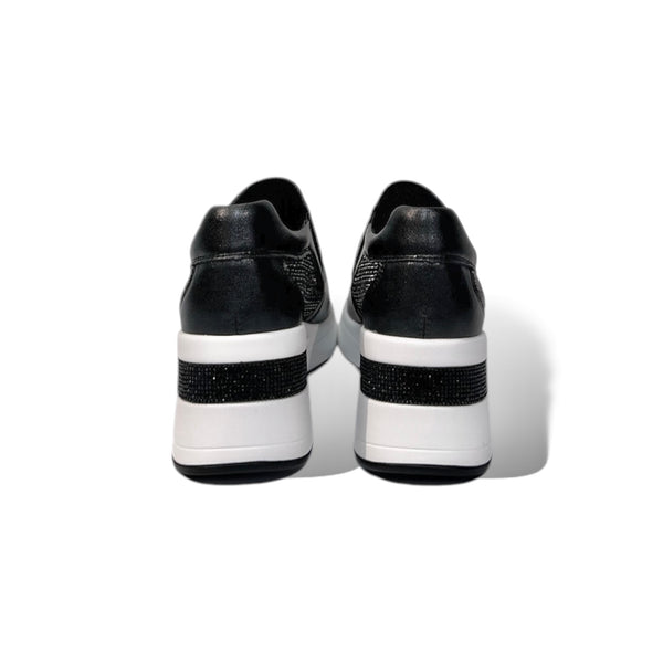 Crystal-Embellished Knit Wedge Sneaker