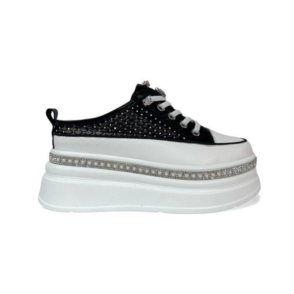 Crystal-Studded Slip-On Platform Sneakers
