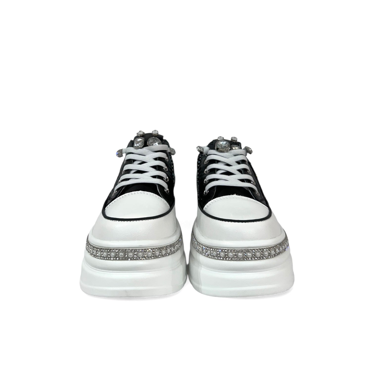 Crystal-Studded Slip-On Platform Sneakers