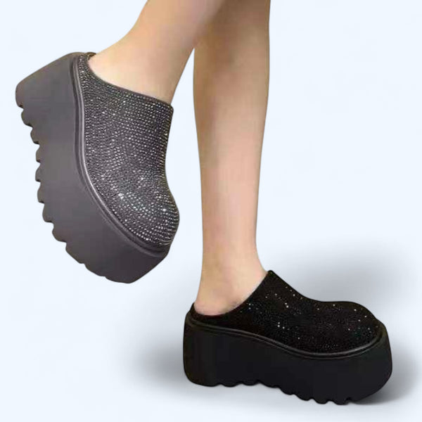 Crystal Platform Mule Clogs