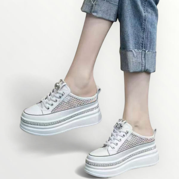 Crystal-Studded Slip-On Platform Sneakers