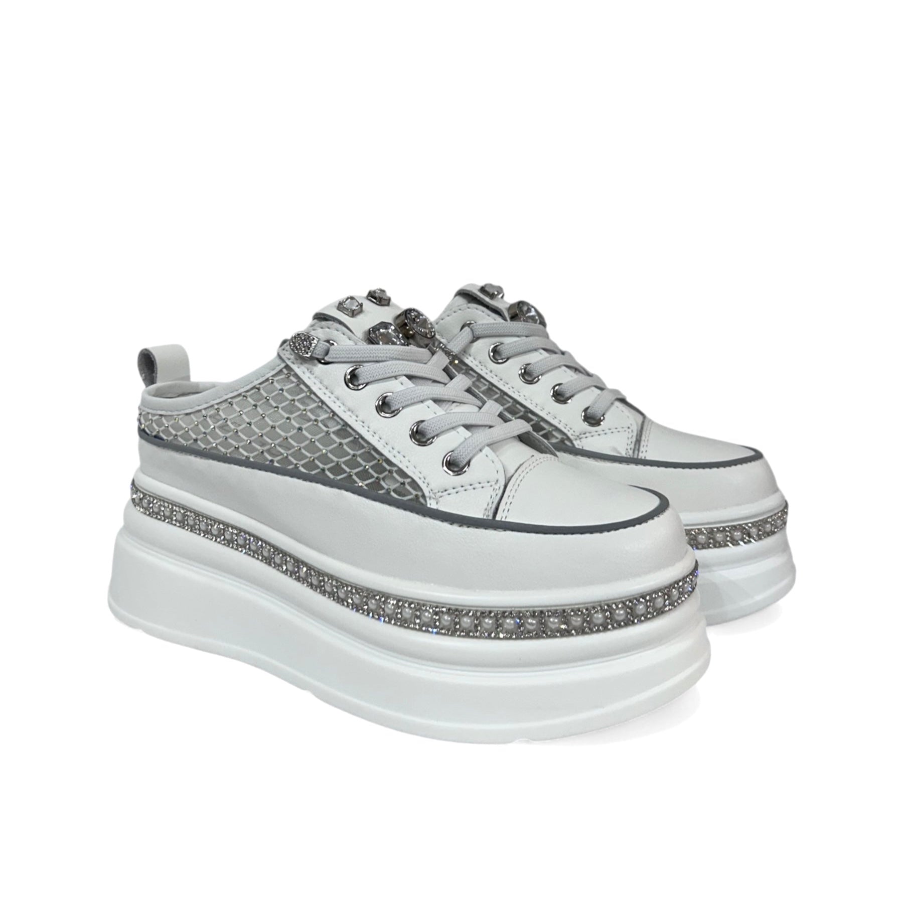 Crystal-Studded Slip-On Platform Sneakers
