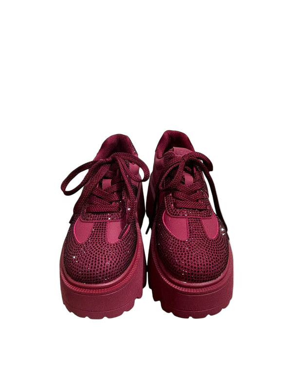 Bronze & Red Crystal Chunky Sneakers