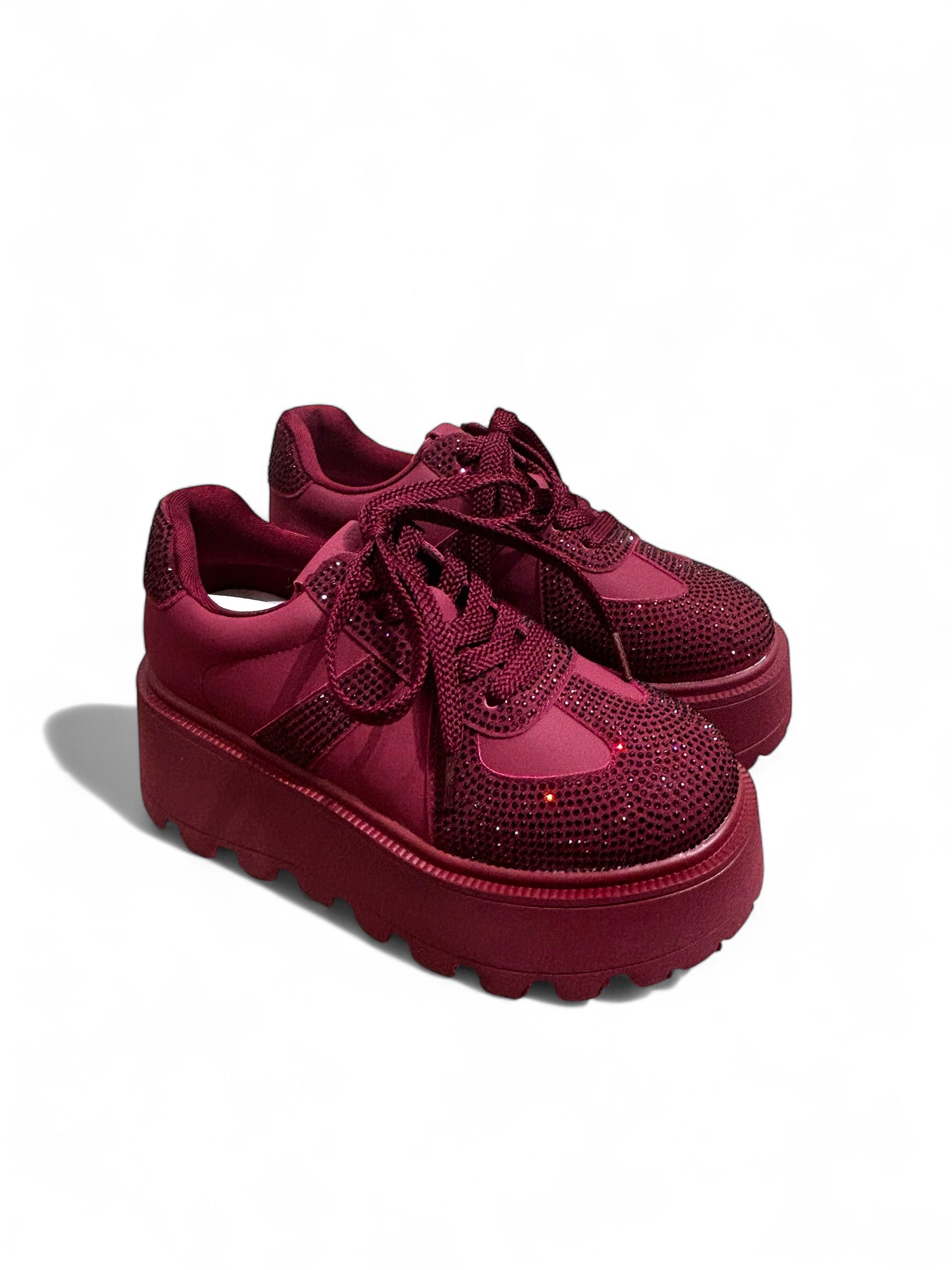 Bronze & Red Crystal Chunky Sneakers