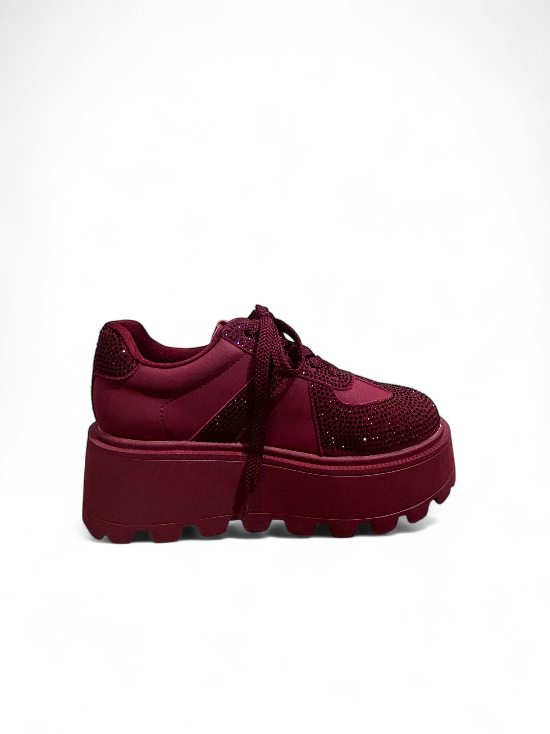 Bronze & Red Crystal Chunky Sneakers