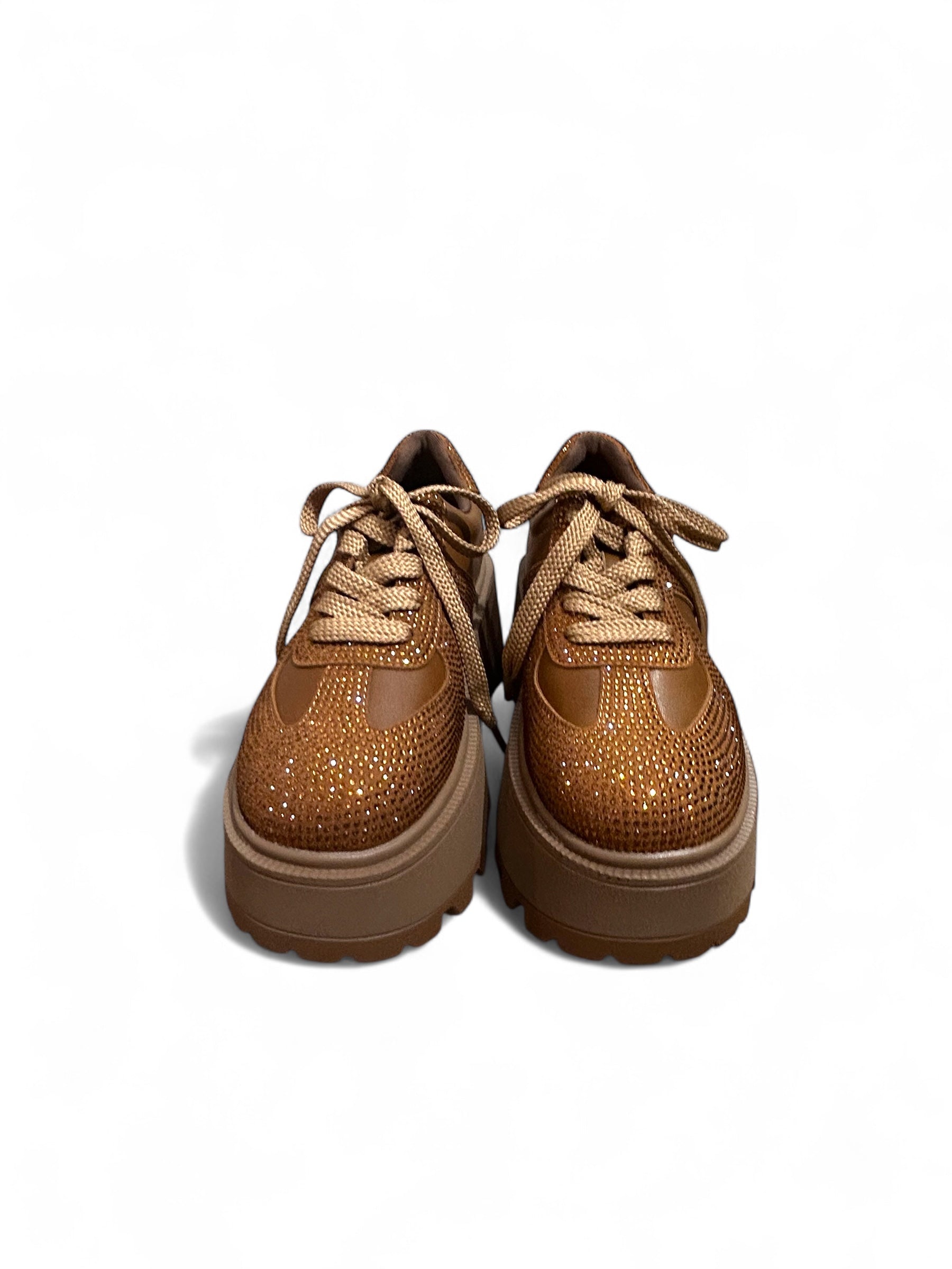 Bronze & Red Crystal Chunky Sneakers